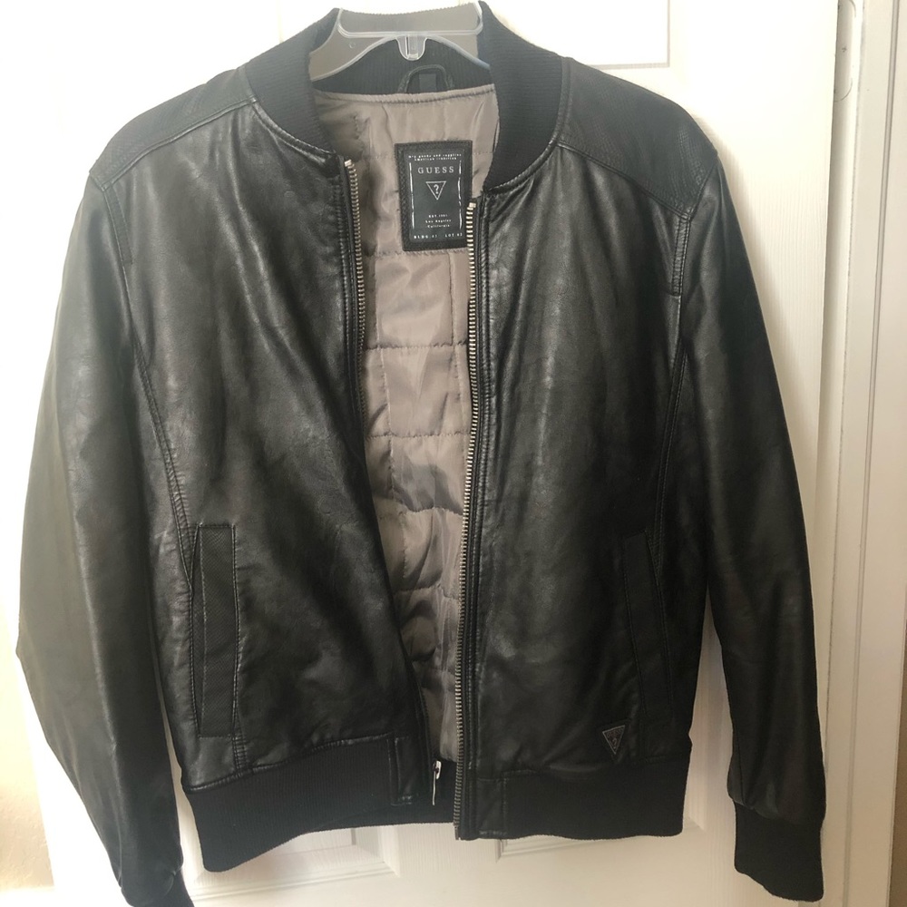 Leather jacket guess